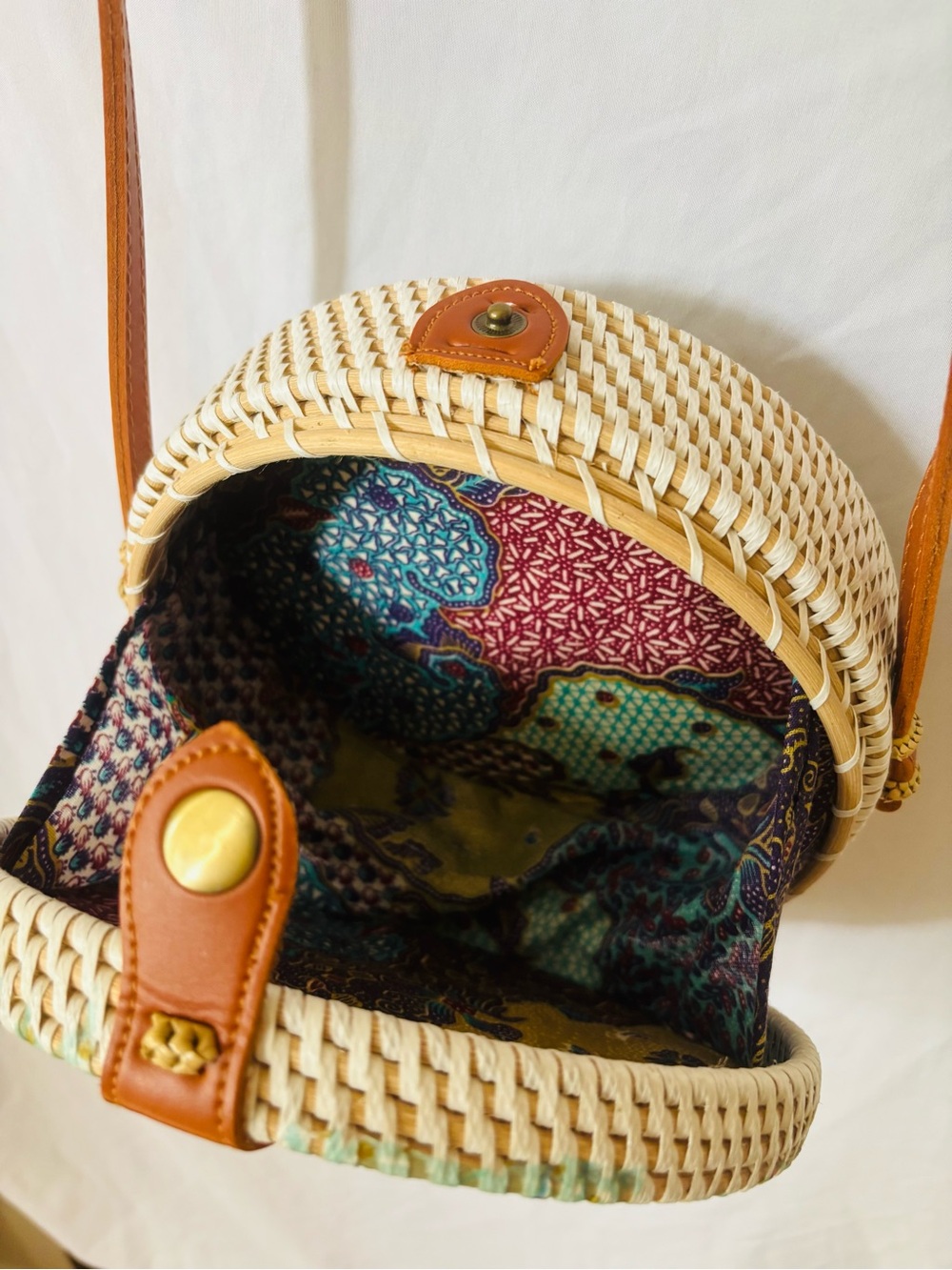 Round Straw Crossbody Flamingo Purse Tropical Resort Vacation Bag - Picture 3 of 8